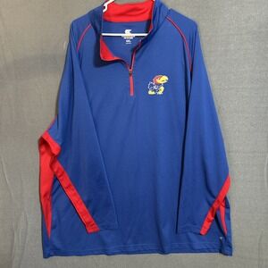 Kansas Jay Hawks Colosseum Red and Blue 1/4 Zip Performance Pullover Size 4 XL